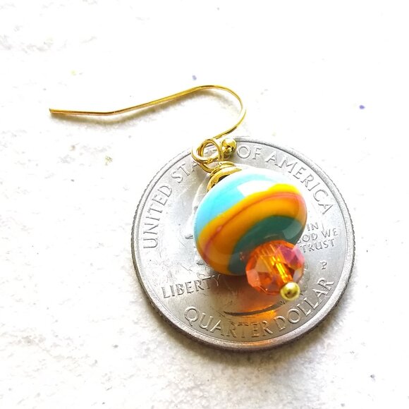 Vibrant & Colorful! Short Boho Dangle Earrings! Artisan Beads + Spunk for You! - Picture 9 of 12